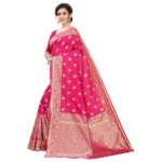 Women's Silk Blend Saree (Rasberry Red ,5-6Mtrs)