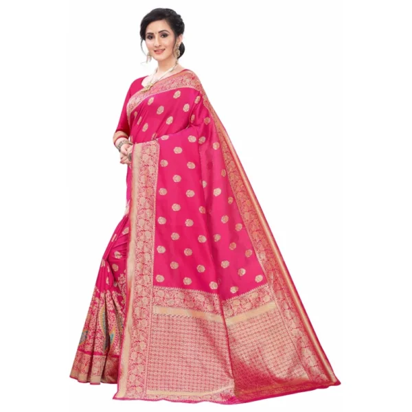 Women's Silk Blend Saree (Rasberry Red ,5-6Mtrs)