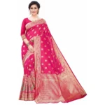 Women's Silk Blend Saree (Rasberry Red ,5-6Mtrs)