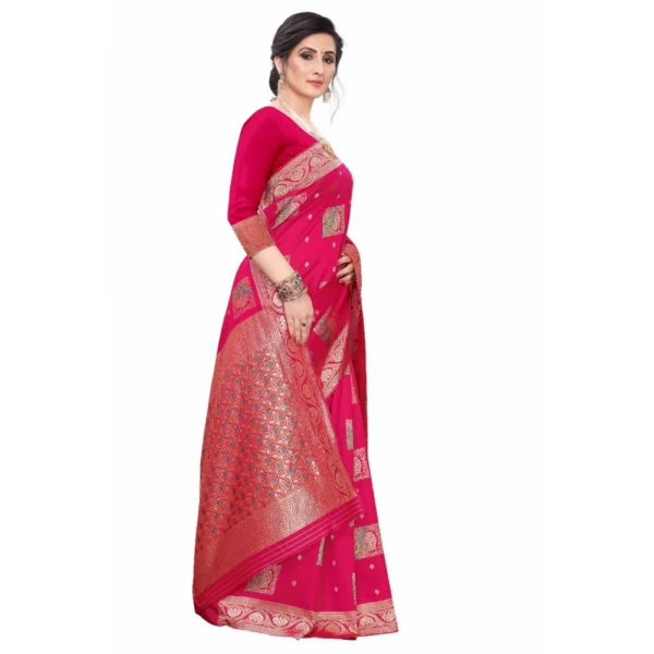 Women's Silk Blend Saree (Red ,5-6Mtrs)
