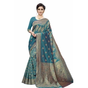 Women's Jacquard Saree (Rama ,5-6Mtrs)