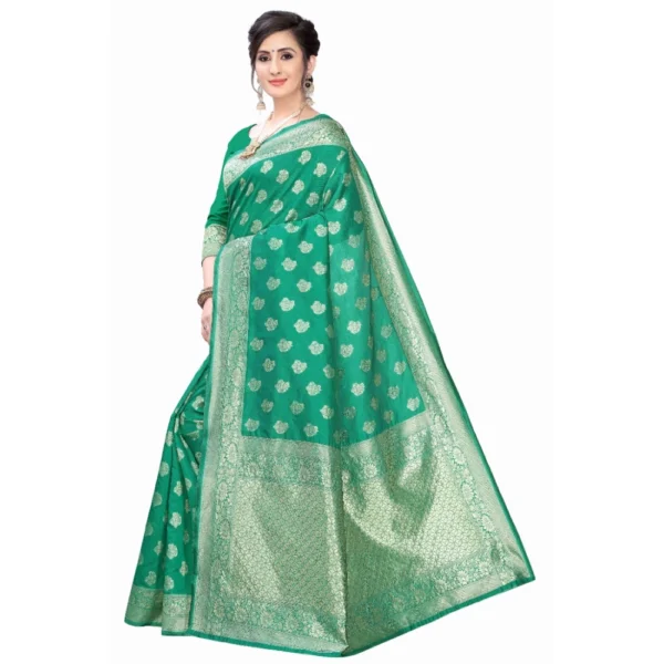 Women's Banarasi Silk Jacquard Saree (Green ,5-6Mtrs)