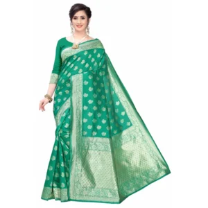 Women's Banarasi Silk Jacquard Saree (Green ,5-6Mtrs)