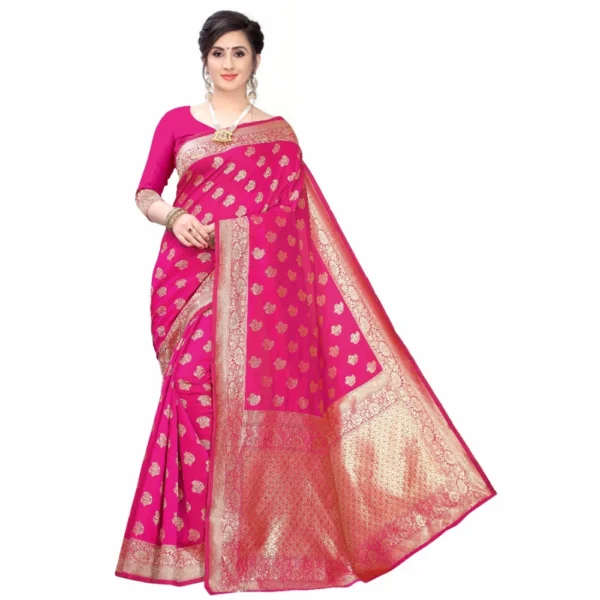 Women's Banarasi Silk Jacquard Saree (Pink ,5-6Mtrs)