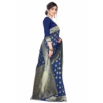 Women's Banarasi Silk Jacquard Saree (Navy Blue ,5-6Mtrs)