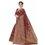 Women's Jacquard Saree (Maroon ,5-6Mtrs)