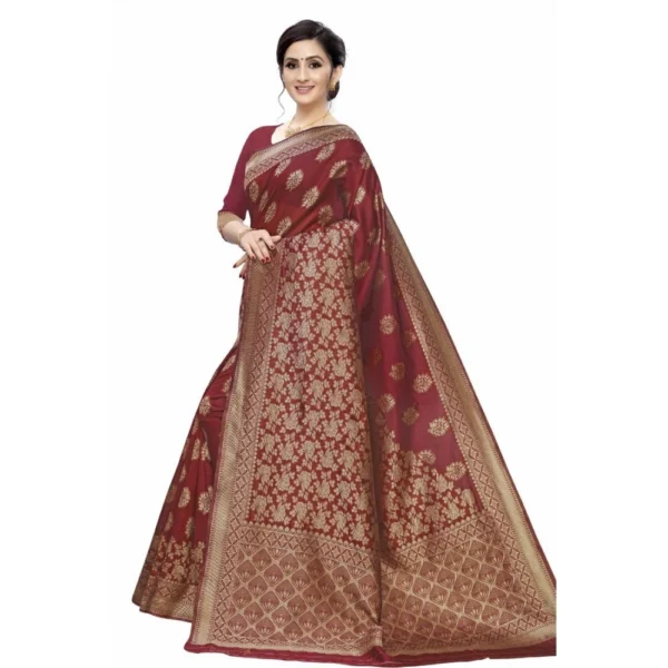 Women's Jacquard Saree (Maroon ,5-6Mtrs)
