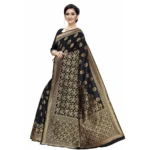 Women's Jacquard Saree (Black ,5-6Mtrs)