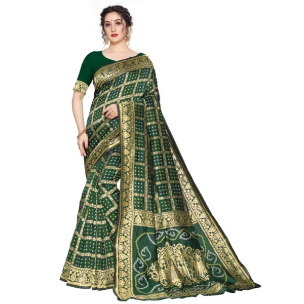 Women's Jacquard Saree (Green ,5-6Mtrs)