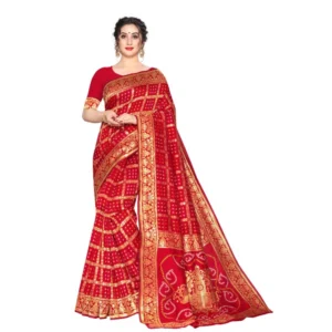 Women's Jacquard Saree (Red ,5-6Mtrs)