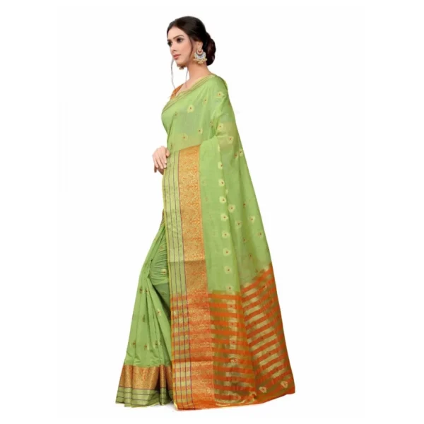 Women's Cotton_Silk Saree (Parrot Green ,5-6Mtrs)