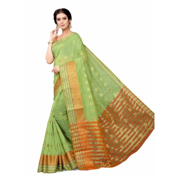 Women's Cotton_Silk Saree (Parrot Green ,5-6Mtrs)