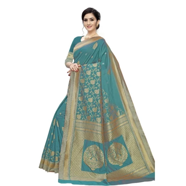 Women's Jacquard Saree (Rama ,5-6Mtrs)