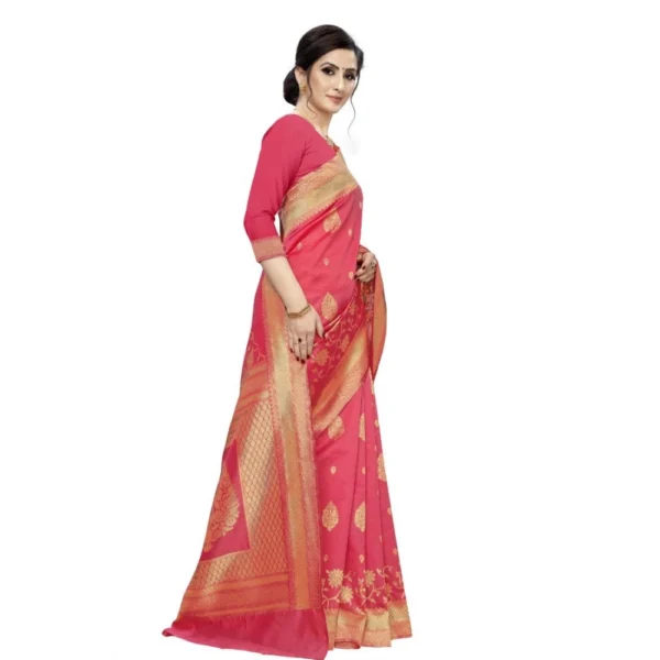 Women's Jacquard Saree (Pink ,5-6Mtrs)