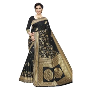 Women's Jacquard Saree (Black ,5-6Mtrs)