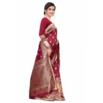 Women's Silk Blend Saree (Maroon ,5-6Mtrs)
