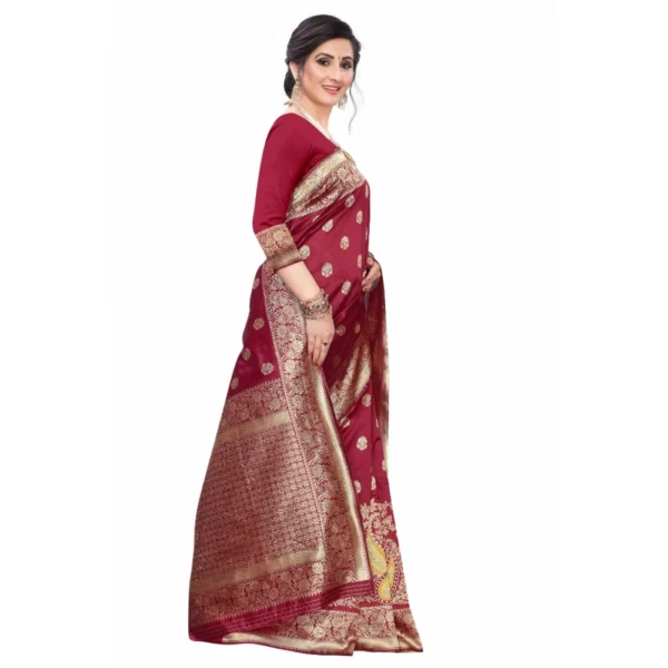 Women's Silk Blend Saree (Maroon ,5-6Mtrs)