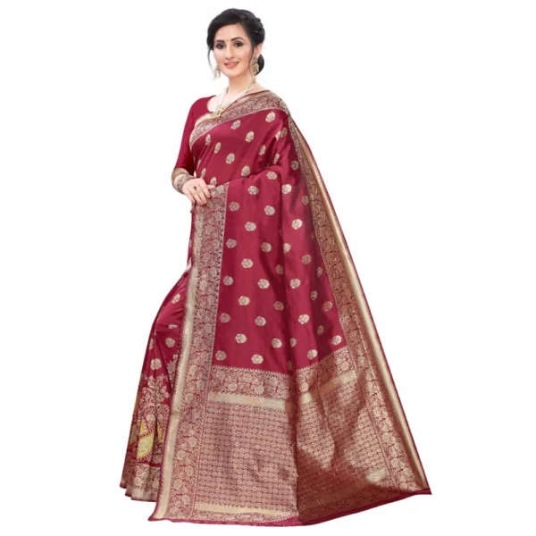 Women's Silk Blend Saree (Maroon ,5-6Mtrs)