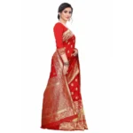 Women's Silk Blend Saree (Red ,5-6Mtrs)