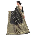 Women's Silk Blend Saree (Black ,5-6Mtrs)