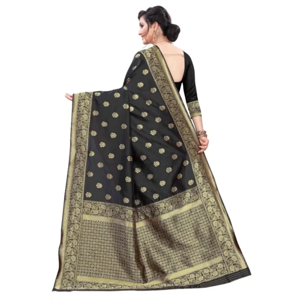 Women's Silk Blend Saree (Black ,5-6Mtrs)