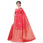 Women's Silk Blend Saree (Peach ,5-6Mtrs)