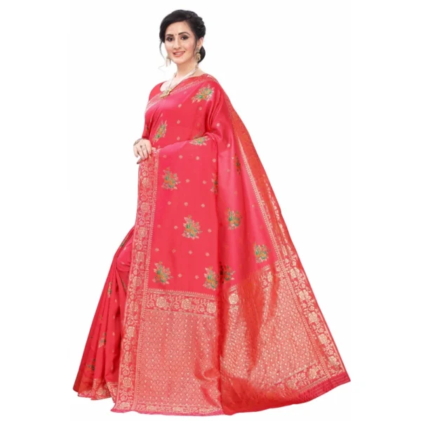 Women's Silk Blend Saree (Peach ,5-6Mtrs)