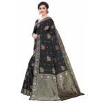 Women's Silk Blend Saree (Black ,5-6Mtrs)