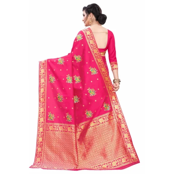 Women's Silk Blend Saree (Rasberry Red ,5-6Mtrs)