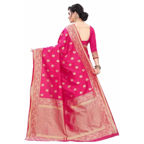 Women's Silk Blend Saree (Rasberry Red ,5-6Mtrs)