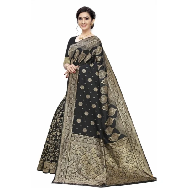 Women's Jacquard Saree (Black ,5-6Mtrs)