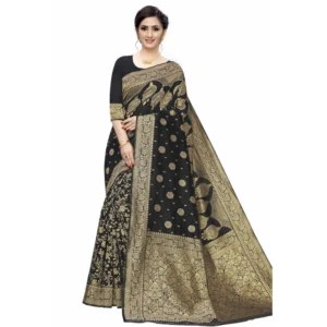 Women's Jacquard Saree (Black ,5-6Mtrs)
