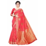 Women's Silk Blend Saree (Peach ,5-6Mtrs)