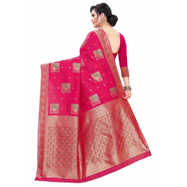 Women's Silk Blend Saree (Red ,5-6Mtrs)