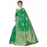 Women's Silk Blend Saree (Green ,5-6Mtrs)