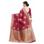 Women's Silk Blend Saree (Maroon ,5-6Mtrs)