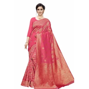 Women's Jacquard Saree (Pink ,5-6Mtrs)