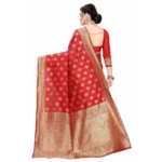 Women's Banarasi Silk Jacquard Saree (Red ,5-6Mtrs)
