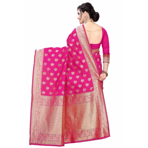 Women's Banarasi Silk Jacquard Saree (Pink ,5-6Mtrs)