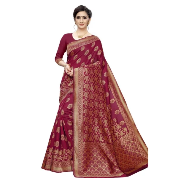 Women's Jacquard Saree (Magenta ,5-6Mtrs)