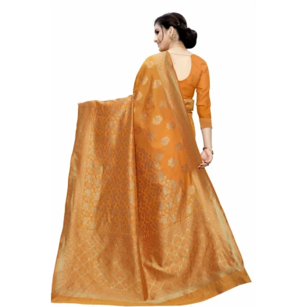 Women's Jacquard Saree (Orange ,5-6Mtrs)