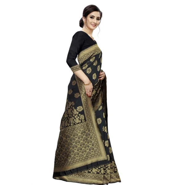 Women's Jacquard Saree (Black ,5-6Mtrs)