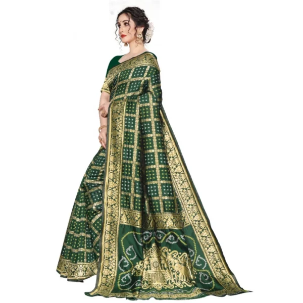 Women's Jacquard Saree (Green ,5-6Mtrs)