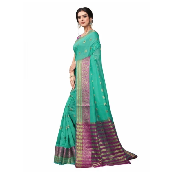 Women's Cotton_Silk Saree (Sea Green ,5-6Mtrs)