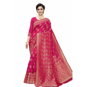 Women's Jacquard Saree (Pink ,5-6Mtrs)