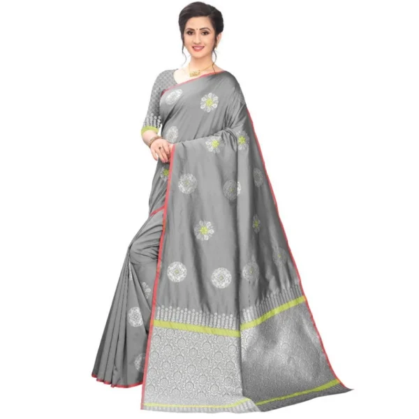 Women's Jacquard Saree (Greay ,5-6Mtrs)