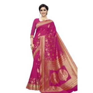 Women's Jacquard Saree (Rani ,5-6Mtrs)
