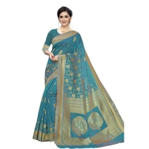 Women's Jacquard Saree (Rama ,5-6Mtrs)