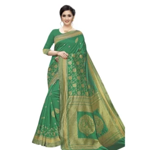 Women's Jacquard Saree (Green ,5-6Mtrs)