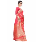 Women's Silk Blend Saree (Peach ,5-6Mtrs)